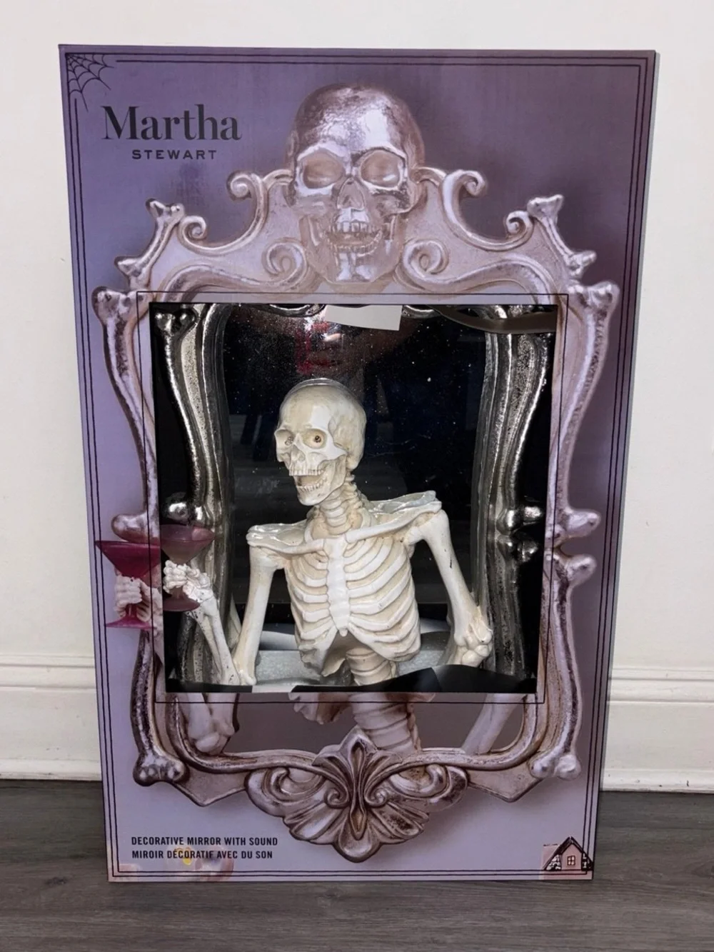 Martha Stewart Animated Skeleton Mirror with Sound Halloween Wall Décor Rare HTF